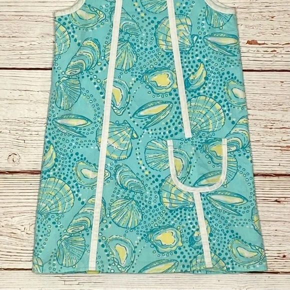 Lilly Pulitzer Little Lilly Jumper Shift Dress Teal Clam Print Sz 7 - Picture 5 of 12